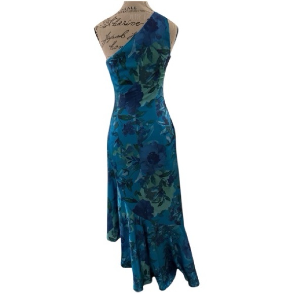 Eliza J One Shoulder Blue Floral Dress - Picture 6 of 7